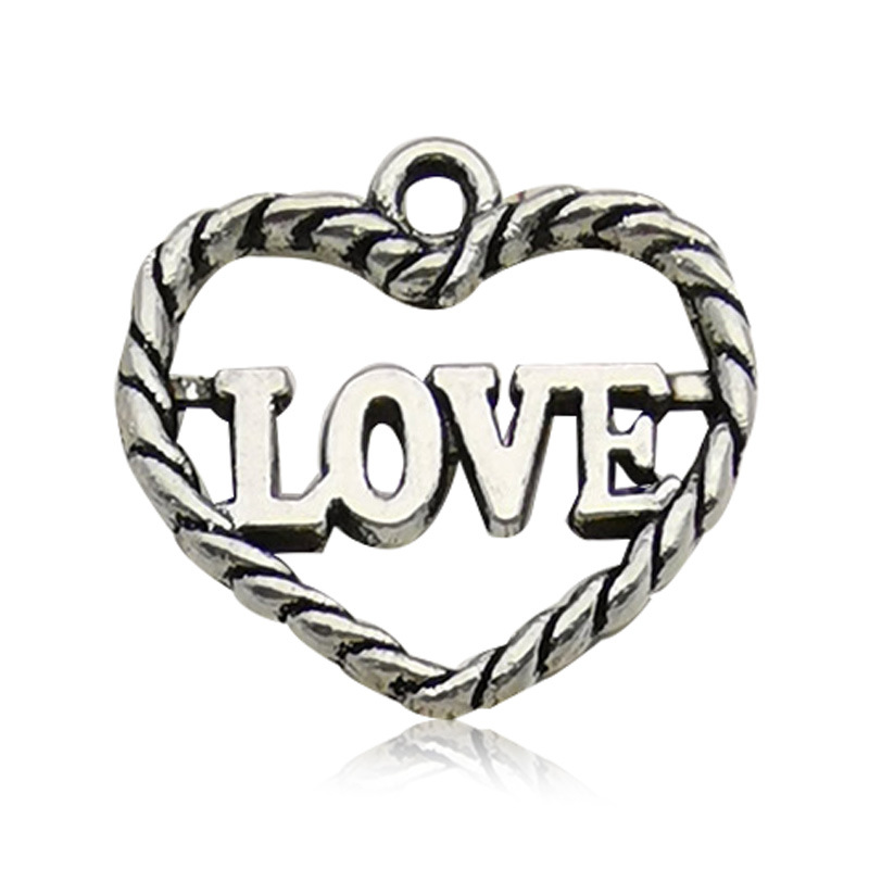 Bricolaje aleación accesorios de la joyería collar 1 melocotón corazón pendientes colgante hueco amor pulsera colgante hecho a mano Accesorios