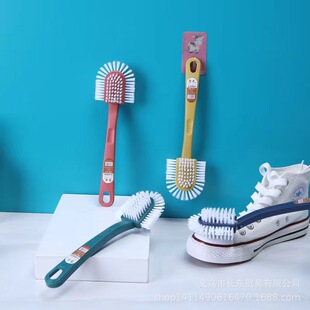 Household multi-functional all-aspect five-side brush shoe washing brush plastic long handle soft hair cleaning brush does not hurt shoes wholesale