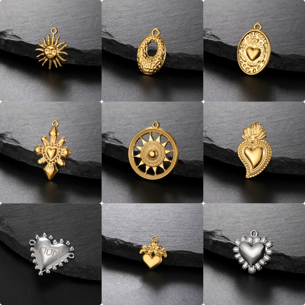 热销不锈钢个性爱心太阳吊坠时尚复古饰品 精品爆款