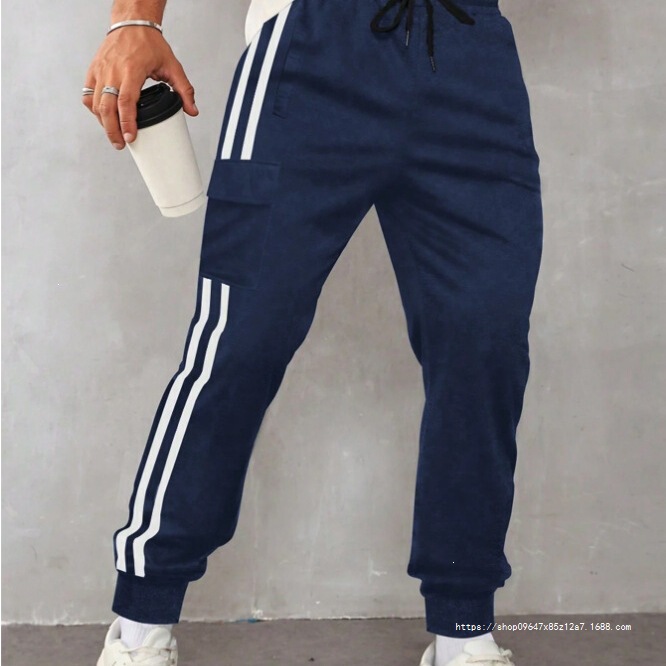Cross-Border Special Edition Men's Knitted Workwear Long Pants European Size Two-Stripe Casual Sports Jogger Pants Plus Size Cuffed Pants Cross-Border Special Edition Men's Knitted Workwear Long Pants European Size Two-Stripe Casual Sports Jogger Pants Plus Size Cuffed Pants