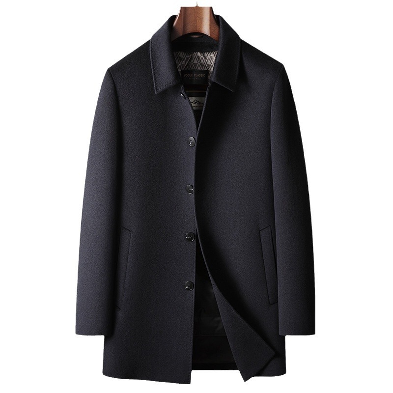 Men's Clothing Men's coat autumn and winter executive lapel cashmere youth high end business detachable liner double sided wool coat_voghion.com