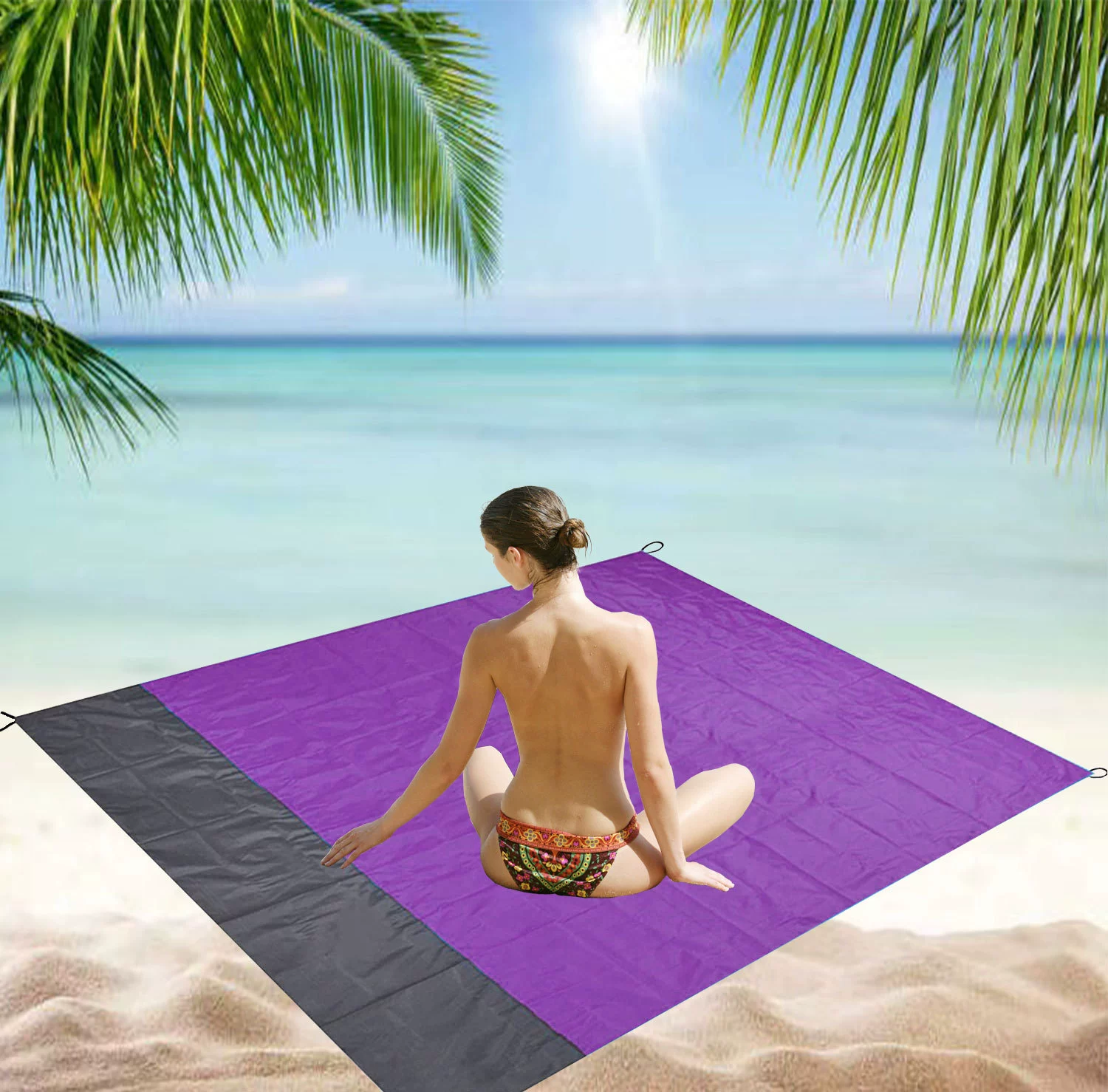 Outdoor Picnic Mat, Sandproof Waterproof Beach Pad 210×200 cm, Lightweight Foldable (0.31 kg)