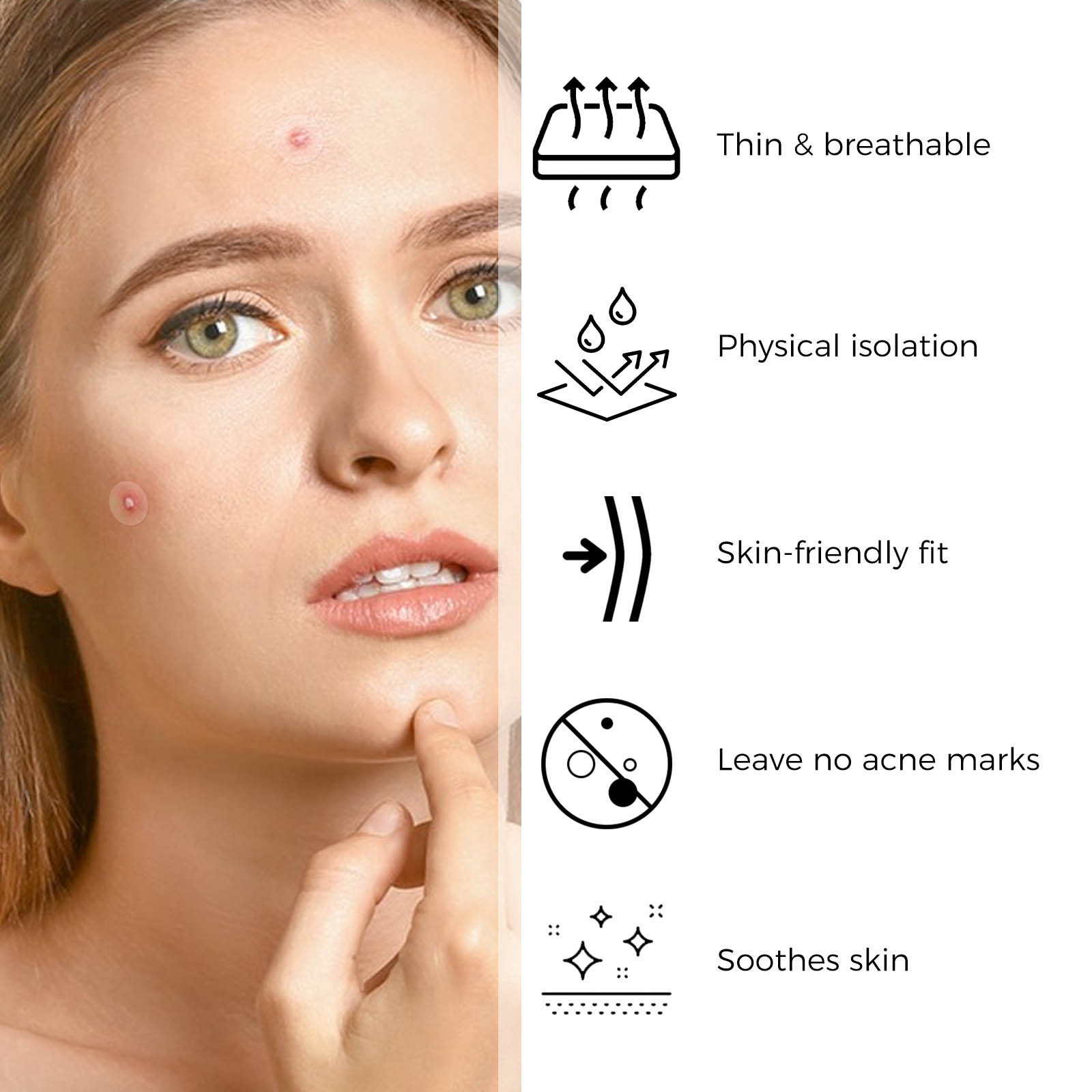 OUHOE Reparatie Gezichtsbedekking Verzachtende Huidverzorging Acne Patch_voghion.com