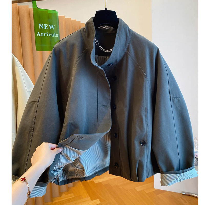 感韩系立领撞色工装外套女秋季新款风衣港风休闲流行冲锋衣|undefined