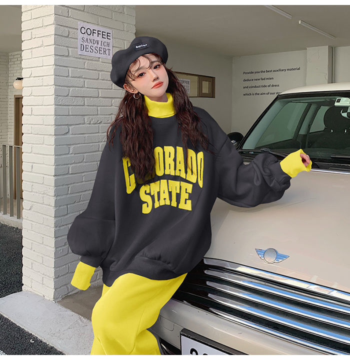 Women's Contrasting Hoodie Active Set For Autumn And Winter_voghion.com