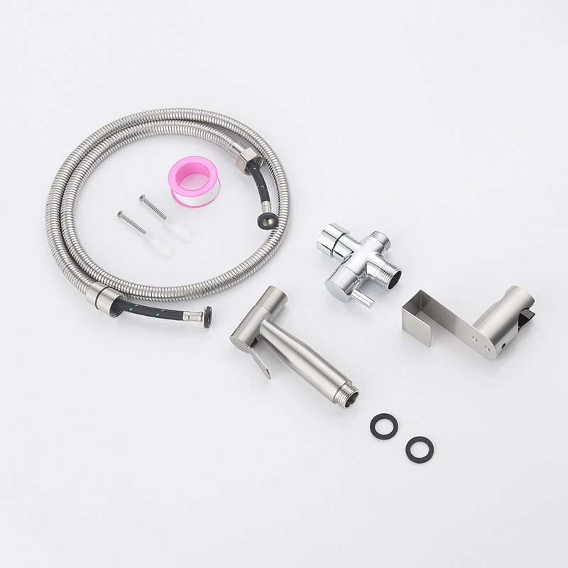 Comercio exterior transfronterizo 304 traje de limpiador de mujer de acero inoxidable negro cepillado estándar americano estándar europeo Booster PISTOLA DE PULVERIZACIÓN de inodoro