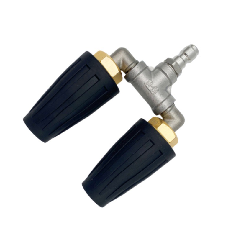 High pressure water gun rotating nozzle 1/4 inch 360 ° turbo lotus cleaning stainless steel three-way double nozzle