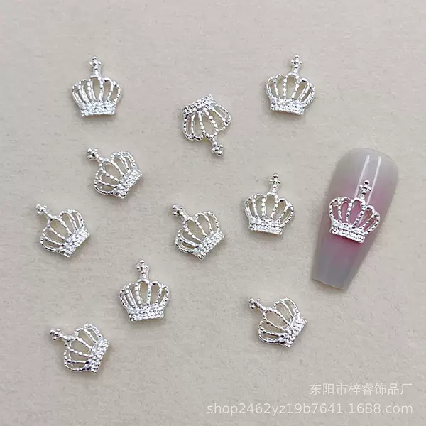 Cross-border Internet Red Explosions Crown Manicure Jewelry Simple Three-dimensional Metal Nail Accessories Alloy Manicure Stickers Wholesale