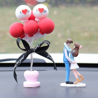 Car Supplies Explosions Car – Car ornaments - blue-couple-sweet-red-and-white-balloons