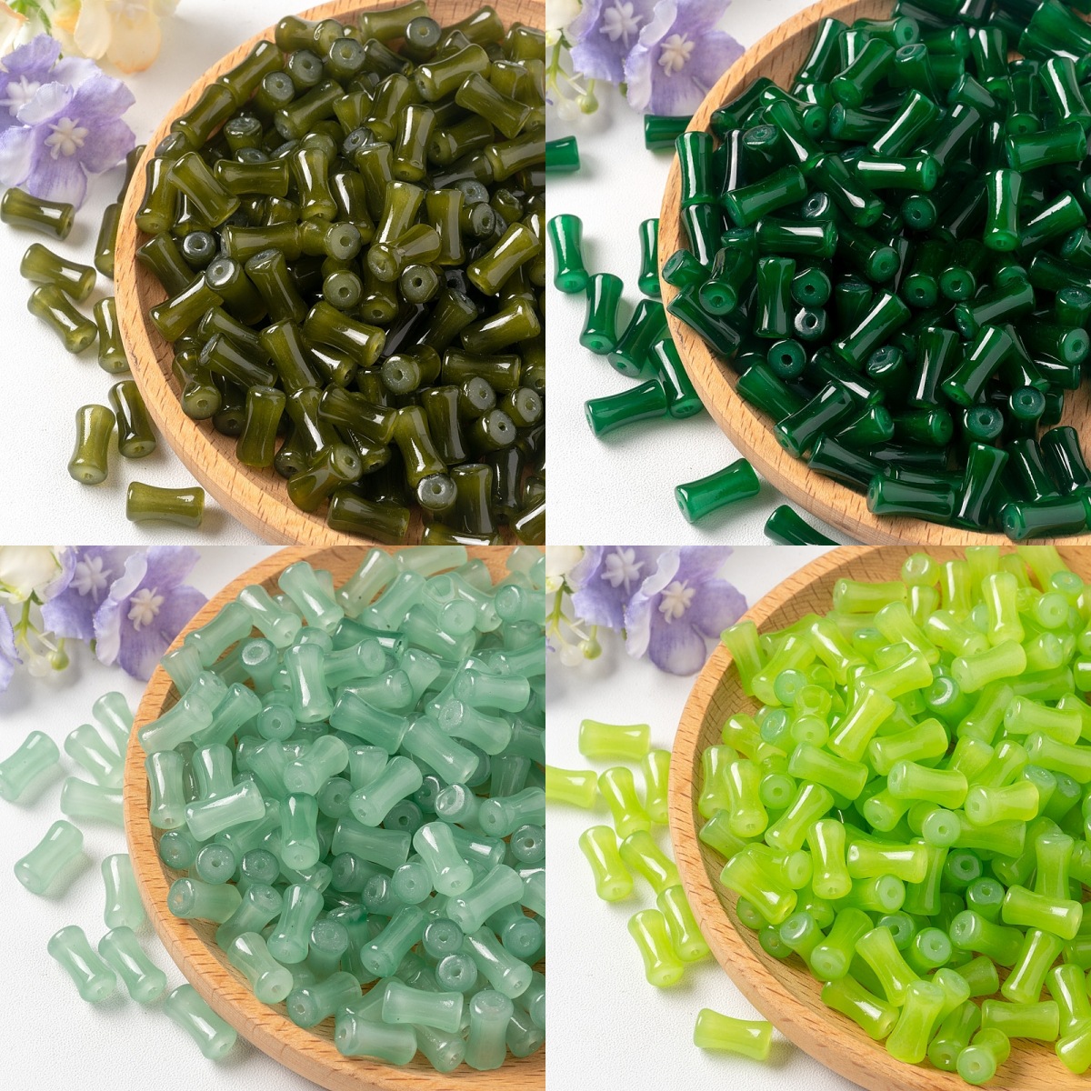 New Chinese style imitation jade bamboo beads national style bracelet loose beads beaded handmade DIY material jewelry accessories