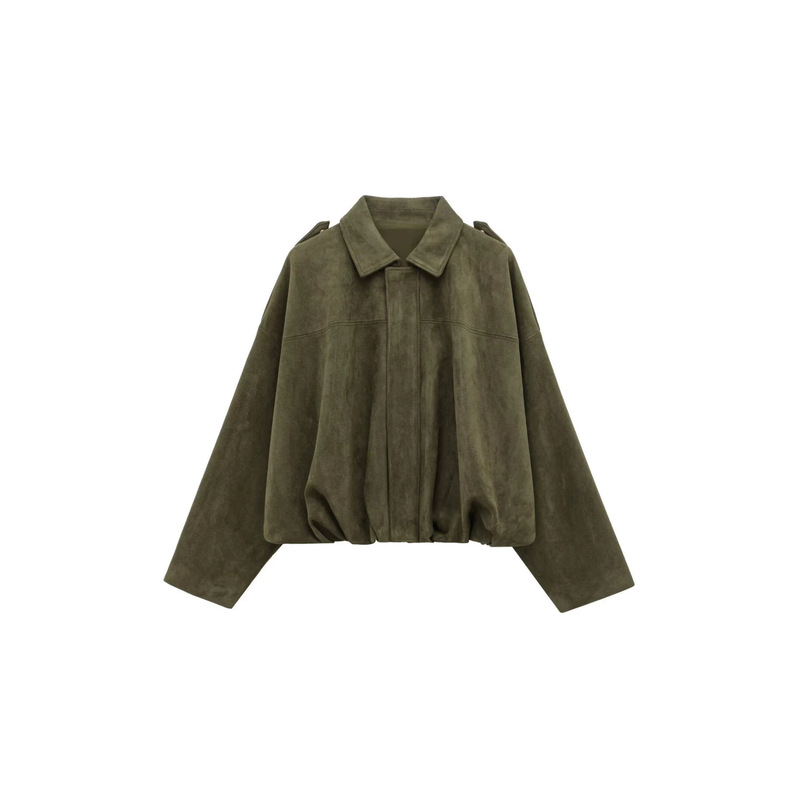 2026 Autumn/Winter European and American Aviator Jacket with Bat Sleeves, Fashionable Suede 330g Texture, Casual Versatile Women's Coat 2026 Autumn/Winter European and American Aviator Jacket with Bat Sleeves, Fashionable Suede 330g Texture, Casual Versatile Women's Coat