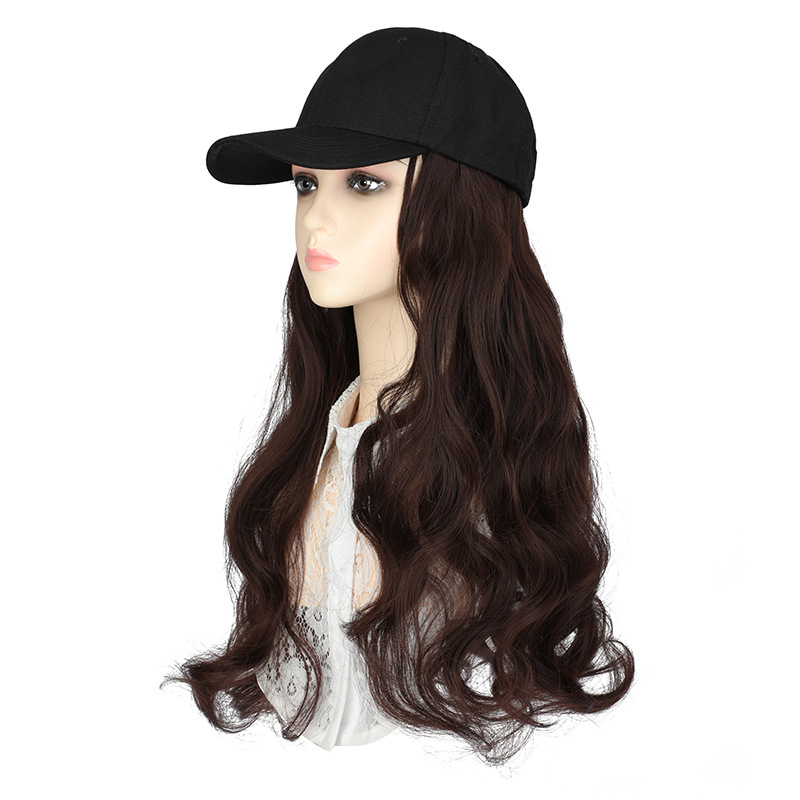 Uus kuummüts parukas integreeritud mood uus suurlaine pikad lokkis juuksed pardikeelega müts naturaalsest sünteetilisest kiust juustest parukas müts_voghion.com