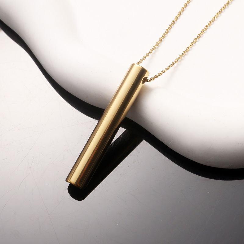 Titanium steel whistle-gold/gold thin o-zi chain 45+5cm