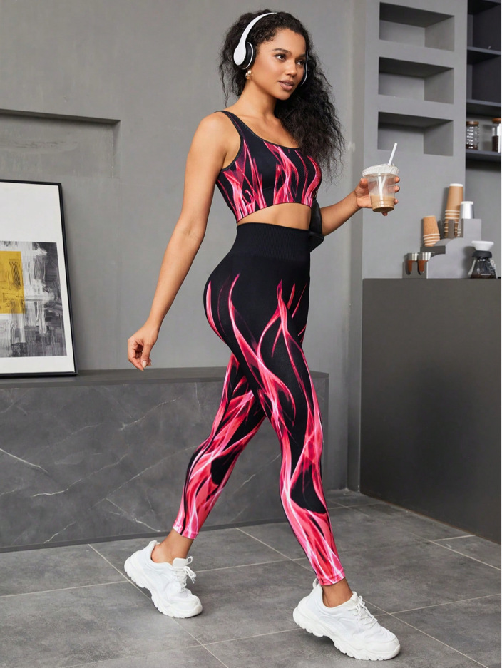 Edgy Boho Aurora Print Yoga Set|High-Waist Breathable Sports Bra & Shorts|Peach Hip Lift & Belly Control|Workout & Daily Wear 8 O1CN01rMFh6q1wAL0ekmnbL !!2211589386267 0 cib