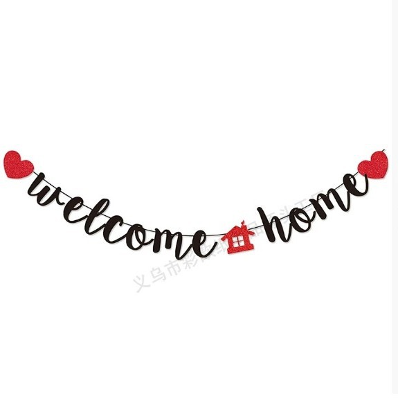 Comercio exterior bienvenida a casa bandera bienvenida a casa decoración de eventos familiares fiesta retiro de casa banner de diseño