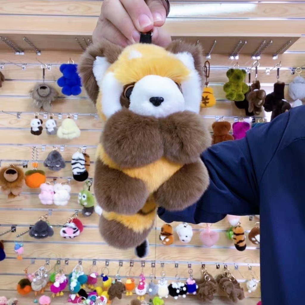 Cute peluche de gato real panda coche llavero colgante muñeca de peluche bolsa colgante regalo mujer