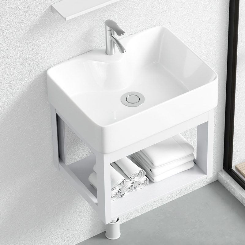 Pequeño apartamento montado en la pared lavabo del hogar lavabo gabinete combinación baño balcón borde estrecho mini lavabo colgante de cerámica