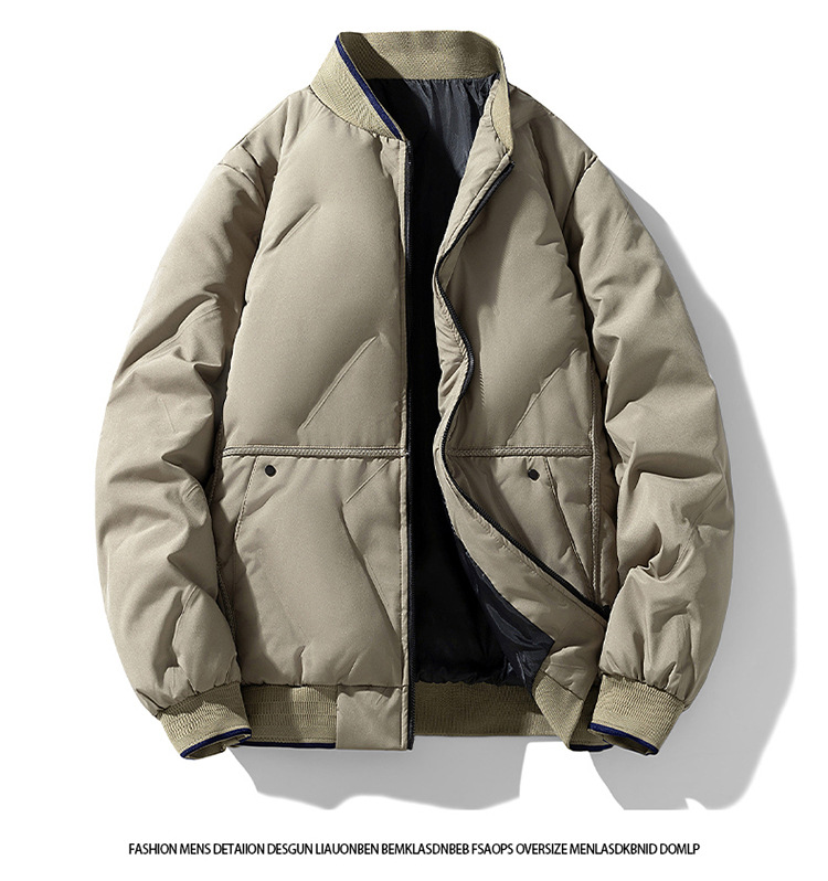 Large Size Padded Jacket Men's Baseball Collar Padded Jacket Casual Loose Warm Thickened Couple Padded Jacket_viptrois.com