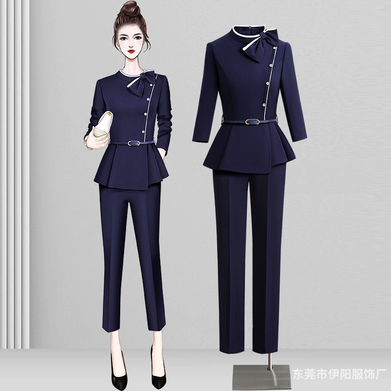 Профессиональный костюм женский весенне-летний пояс Тонкий темперамент стойка регистрации отдел продаж инструменты косметичка Рабочая одежда