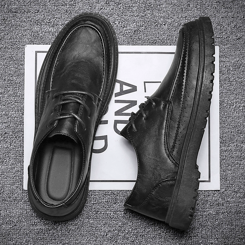 Черные низкие модные рабочие обувь для отдыха для кожаной обуви