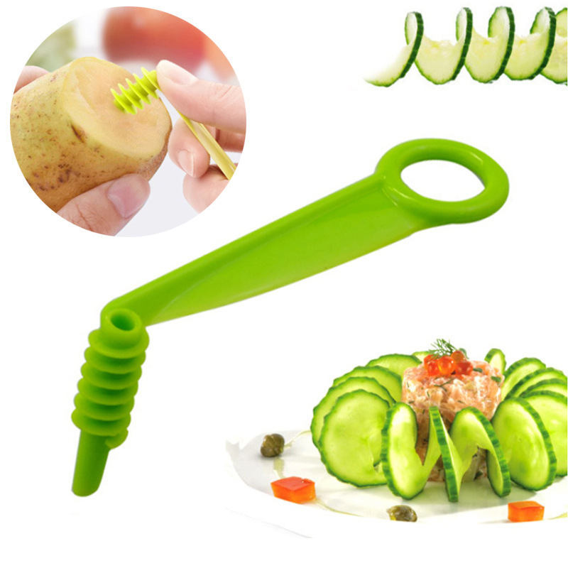 国境を越えた創造的なスライスナイフ青瓜スパイラルスライス器果物野菜回転スライス手揺切キュウリジャガイモ回転機|undefined