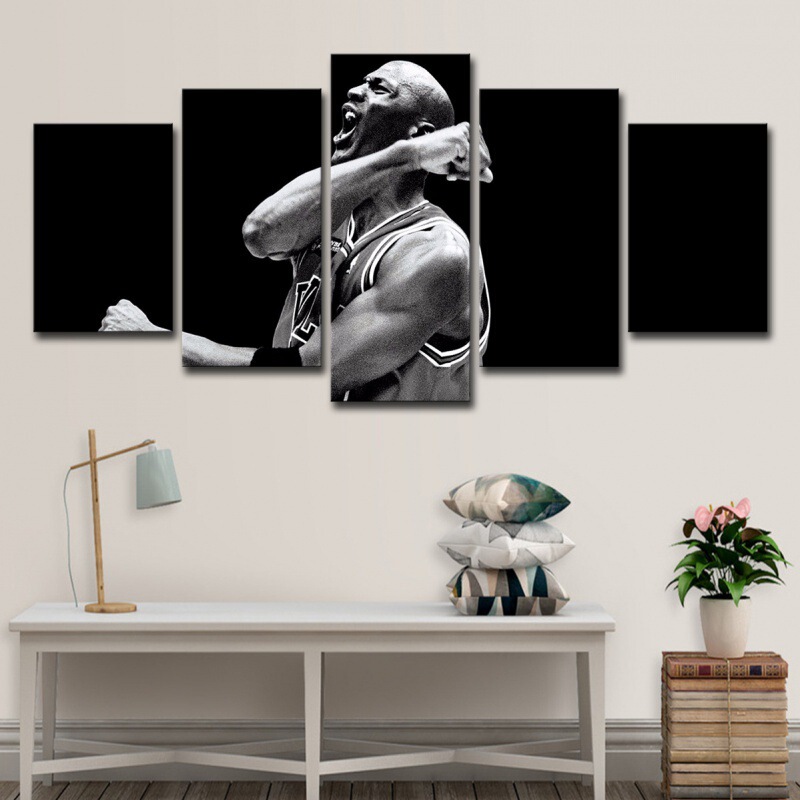 Juding customized wish bedroom living room decorative painting art wall 5 pieces Michael Jordan basketball professional player