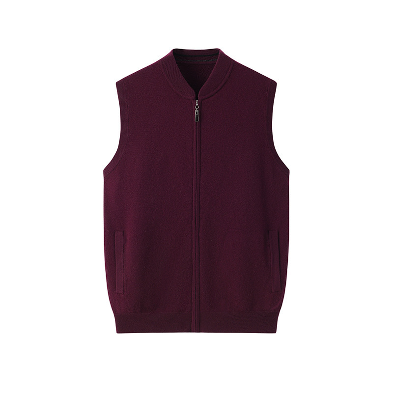 Inner Mongolia's New Autumn and Winter Cashmere Vest Men's Half Turtleneck Cardigan Zipper Pure Color Business Knitted Vest