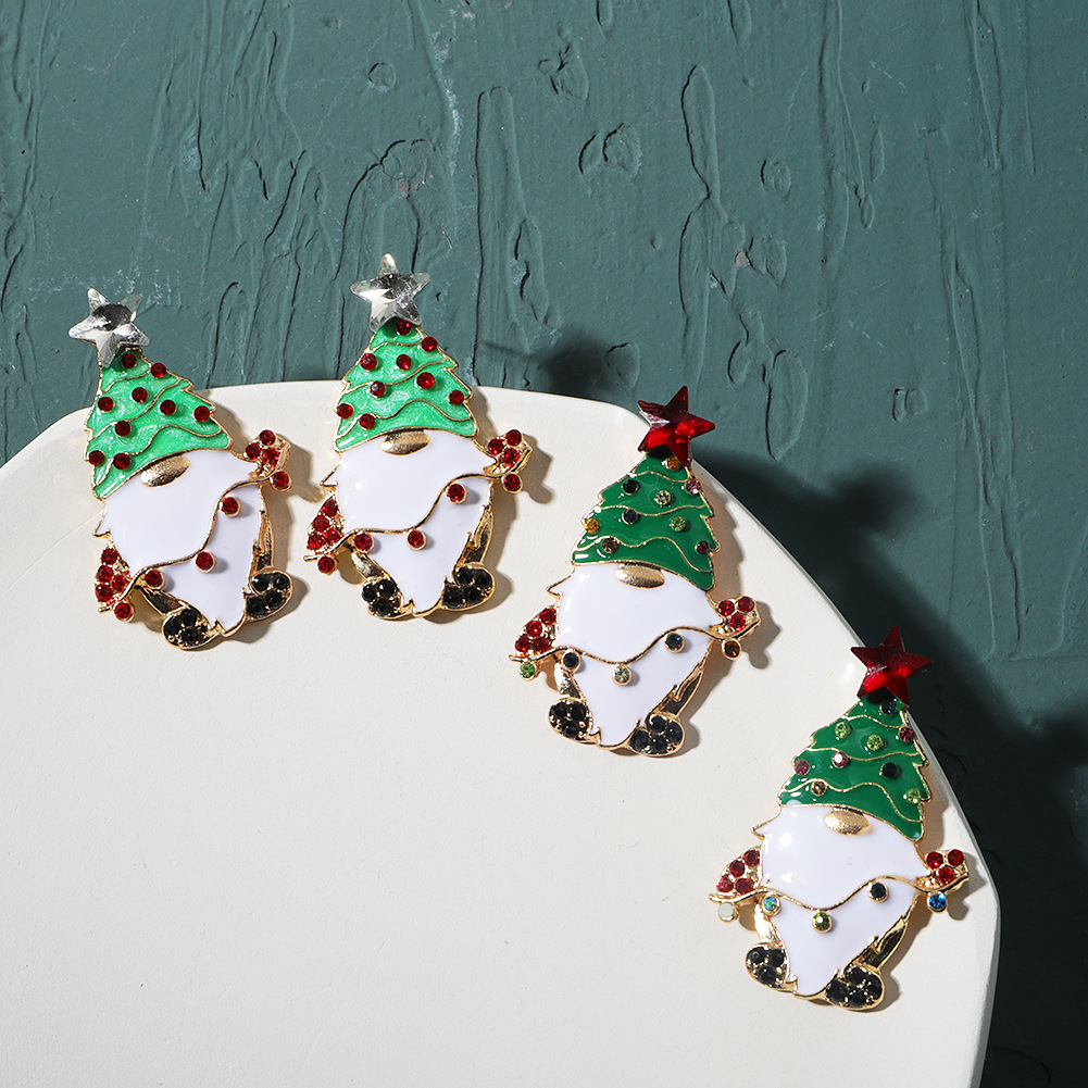 Daily, Festival Occasion 1 Pair Christmas Cute Christmas Tree Santa Claus Alloy Drop Earrings