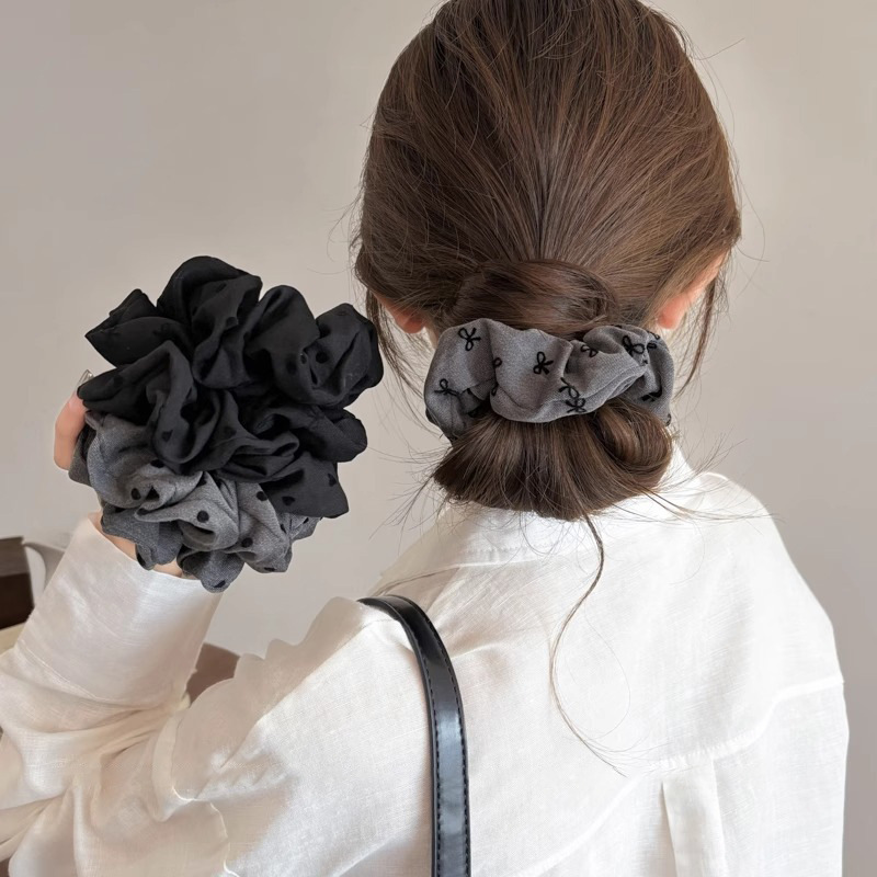 Temperamento arco ondulado punto de intestino grueso anillo de cabello de mujer bola de cabeza cuerda de cabello de alta elasticidad de banda de goma duradera tocado de cabello