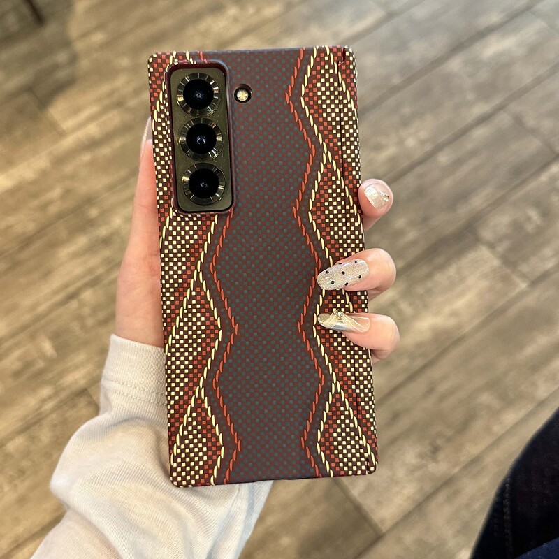 Suitable for Samsung Heart of the World W25 Mobile Phone Case Foldableing Screen W26 Kevlar Pattern Double Central Axis Protective Case Zfold6