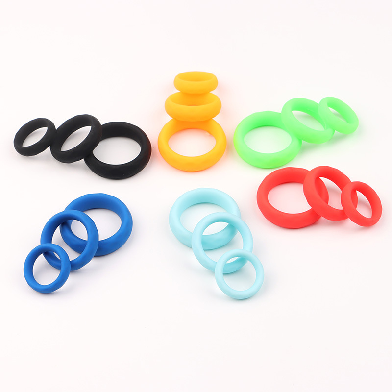 Men’s Silicone Triple-Ring Set, Non-Vibrating Cock Ring, Stretchy Slip-on Design — detail image 3