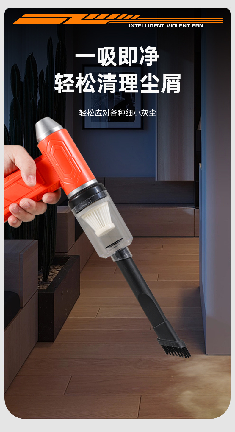 Rongba Violent Turbo Fan Car Vacuum Cleaner for Home and Car Use, Suction and Blowing Integrated Mini Portable Handheld Blower