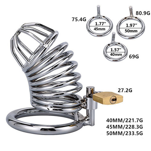 Sex Toy Outing Men's Metal Chastity Lock Rehabilitation Tool Stainless Steel CB Penis Lock Birdcage Adult Toy