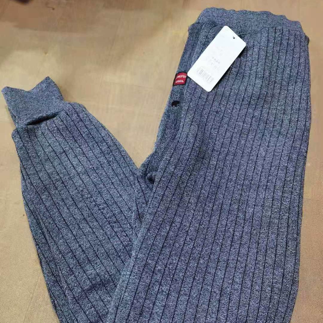 Мужские теплые брюки среднего и пожилого возраста трехслойные бархатные толстые осенние и зимние хлопчатобумажные брюки большого размера с высокой талией и коленями леггинсы