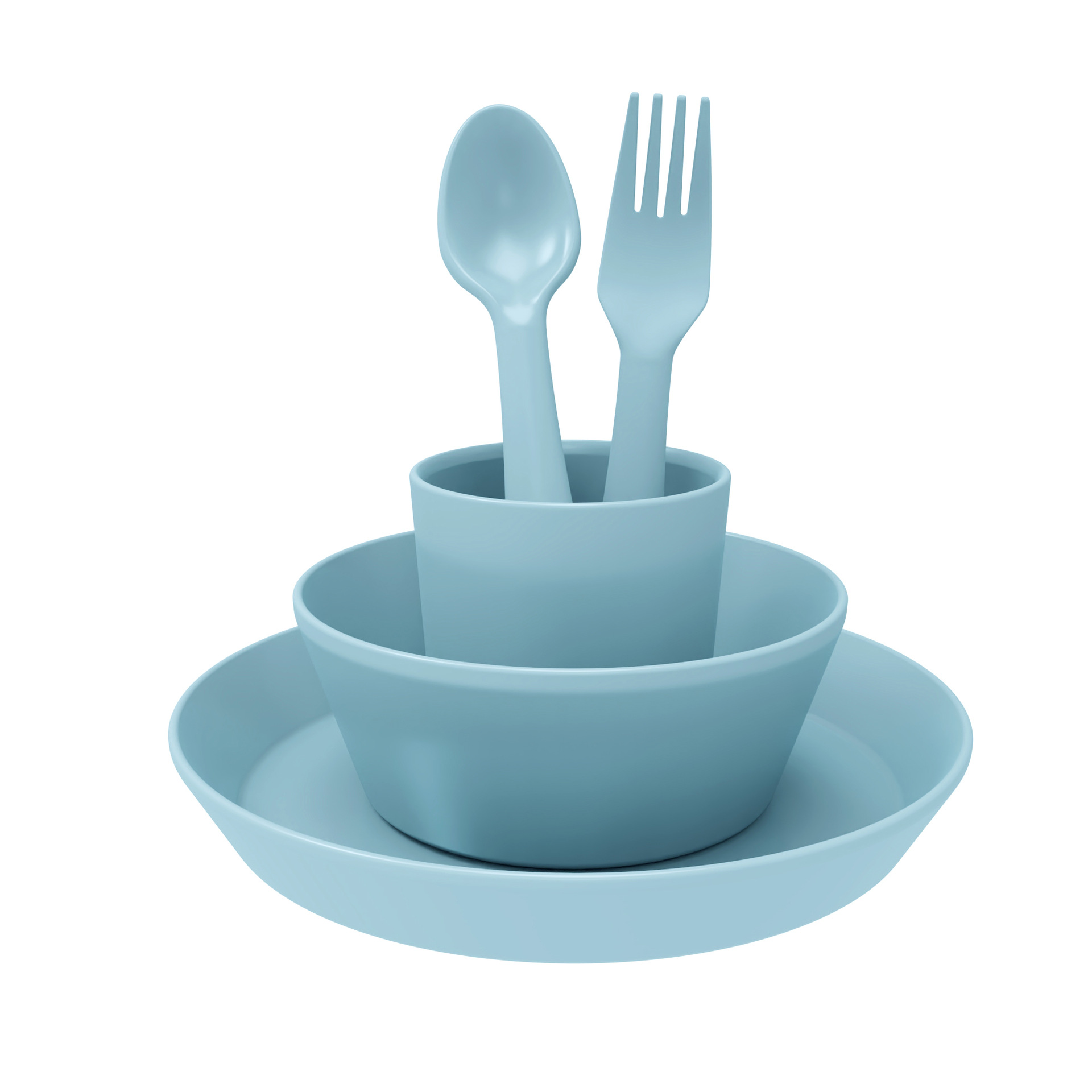 Pla biodegradable cubiertos ecológicos al por mayor infantiles alimentación infantil cubiertos set de cinco piezas cubiertos de alimentos suplementarios para niños