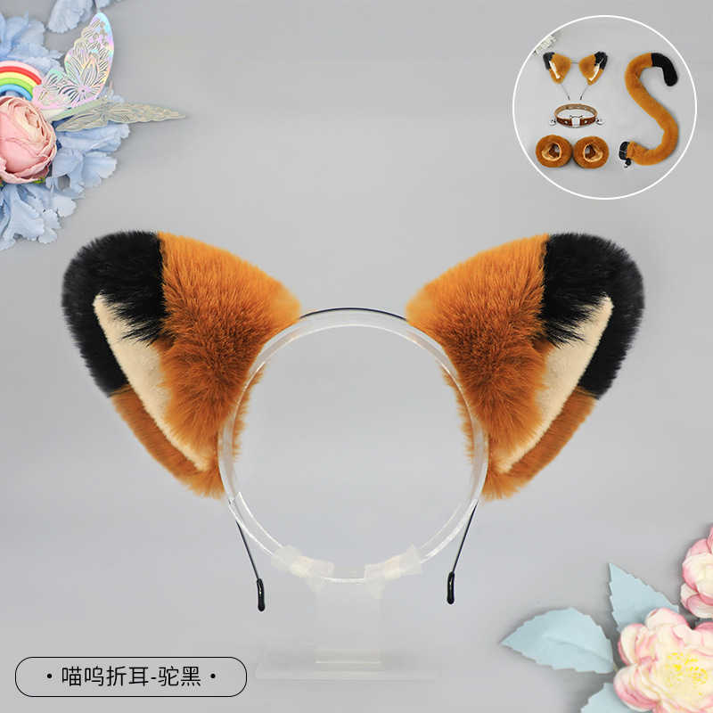 De una sola pieza hecha a mano de peluche Lolita diadema de oreja de gato KC accesorios para el cabello bestia oído tocado Fox oreja horquilla