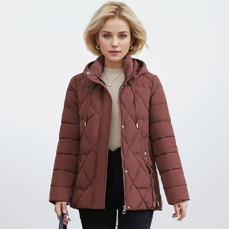 Women's Clothing Large size hooded winter mother's new fashion cotton coat warm middle aged slim short Warm jacket cotton coat_voghion.com