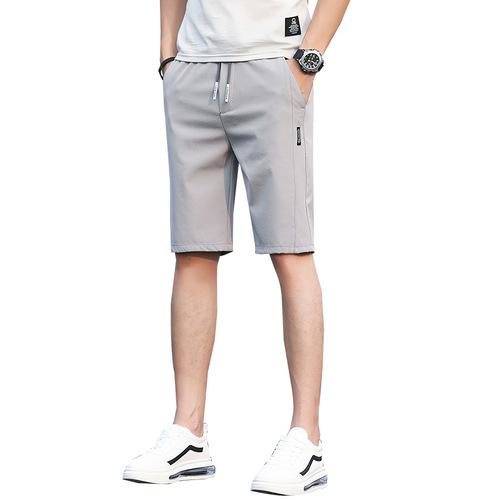 Summer Thin Casual Shorts Men's Korean Style Slightly Elastic Five-Point Men's Beach Pants 2024 Summer Elastic Waist Five-Point Pants Men