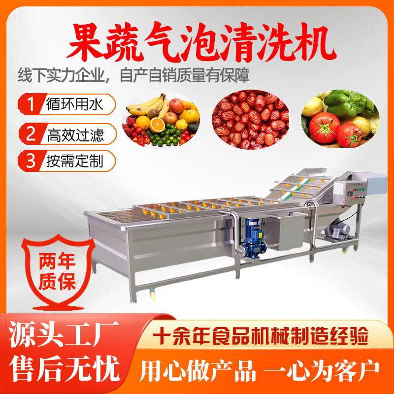 商用蔬菜气泡清洗机山楂大枣清洗风干流水线杏仁中药材清洗设备