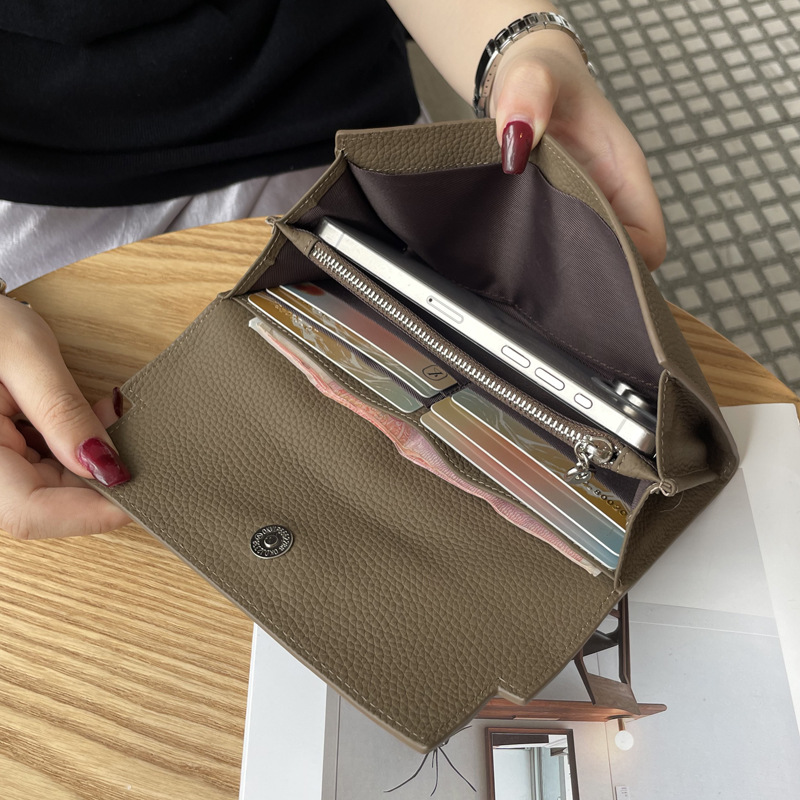 2026 New Top Grain Cowhide Leather Clutch Bag For Women Multifunctional Genuine Leather Long Wallet Luxury Phone Bag - Thumbnail 2