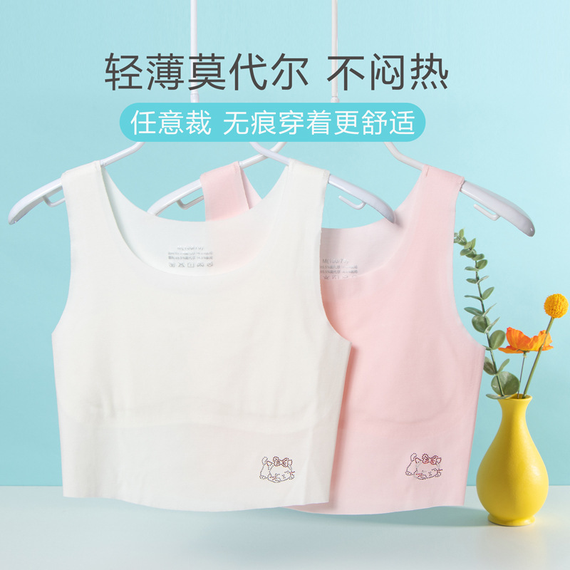 Girls' Underwear Developmental Students Stage One Traceless Modal Bra Junior High School Girls' Vest Wholesale Summer