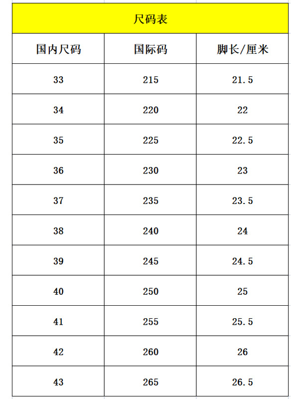 600-800尺码表