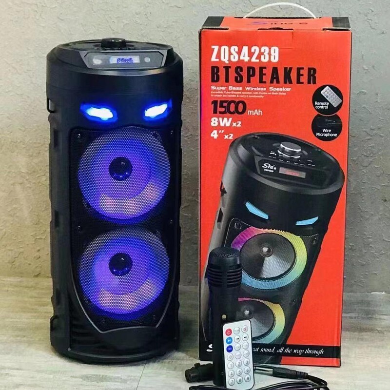 原厂凑销量重低音立体声双4寸蓝牙音响带麦克风幻彩灯背带音箱|undefined