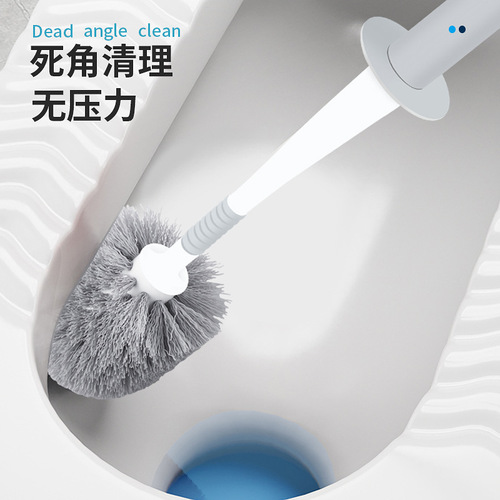 New toilet brush household plastic long handle no dead angle toilet brush with base soft bristle toilet brush cleaning brush set