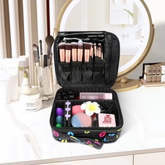Cross-border convenient carry-on partition cosmetic bag with embroidered beauty eyelash tools set for business trips and travel cosmetic storage box bag