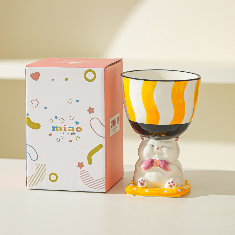 Dibujos animados lindo regalo de cumpleaños pintado a mano taza de helado taza de postre creativo taza de pastel taza de cerámica mesa de aromaterapia