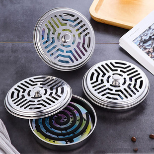 Stainless Steel Mosquito Coil Tray Mosquito Coil Box with Lid Fireproof Mosquito Coil Rack Ash Tray Mosquito Coil Stove Outdoor Mosquito Coil Tray