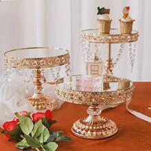 欧式铁艺轻奢高脚托盘下午茶歇甜品台点心架金属样板间展示架摆件