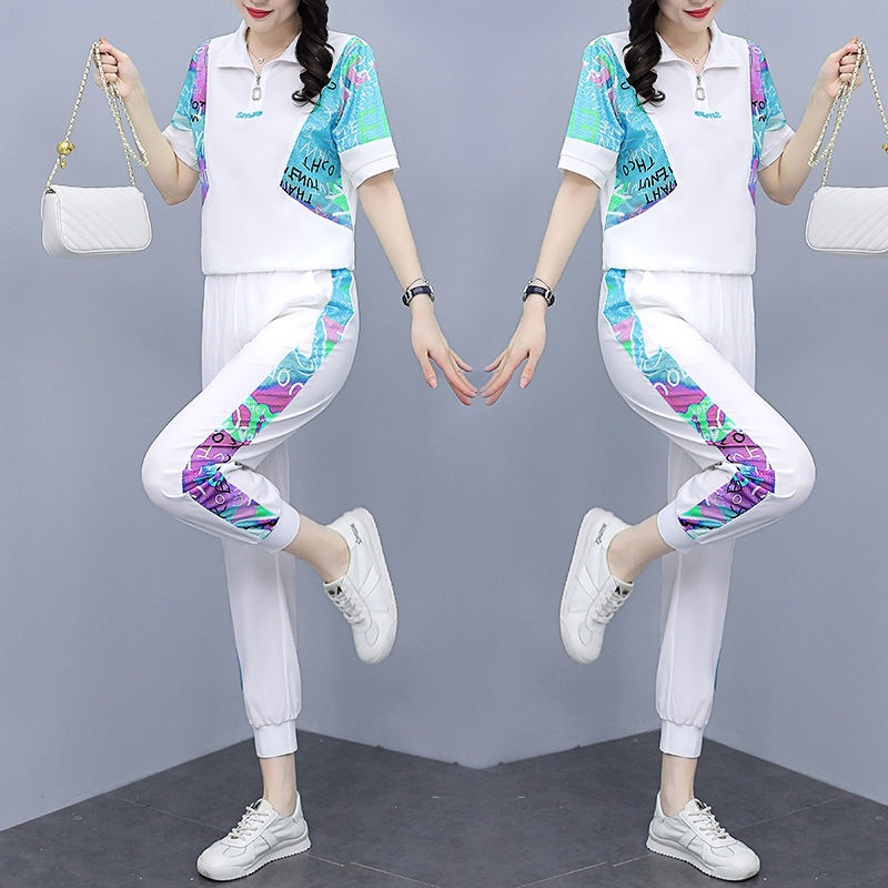 Women's Slimming Sports Suit Set Fashionable Casual Two Piece Set With Top And Jogger Pants For Summer_ecoleips.com