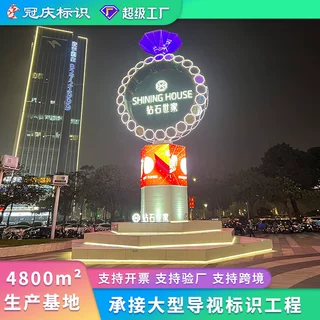 大型户外精神堡垒导向牌不锈钢标识牌商业广场立式广告宣传牌定制